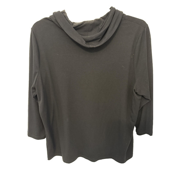 Peter Nygard Blouse Womens XL Black Cowl Neck 3/4 Sleeve Pullover Top Date Night - Picture 2 of 5